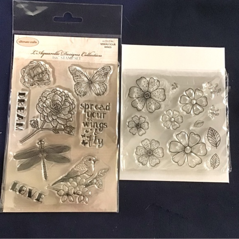 Ultimate Crafts Spread Your Wings Stamp set‎ plus flower stamp set